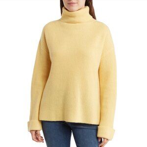 The Cashmere Project - 100% Cashmere Waffle Knit Turtleneck - Creme Brulee - Lrg